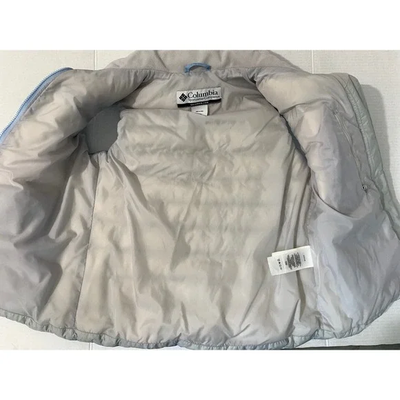 Columbia Down Puffer Vest Light Blue Women's Small Vintage Fleece Collar Y2K - Picture 8 of 9